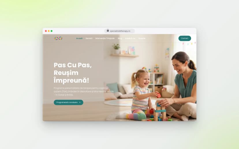 Imagine de prezentare - Site centru de terapie pentru autism - Special Club Therapy
